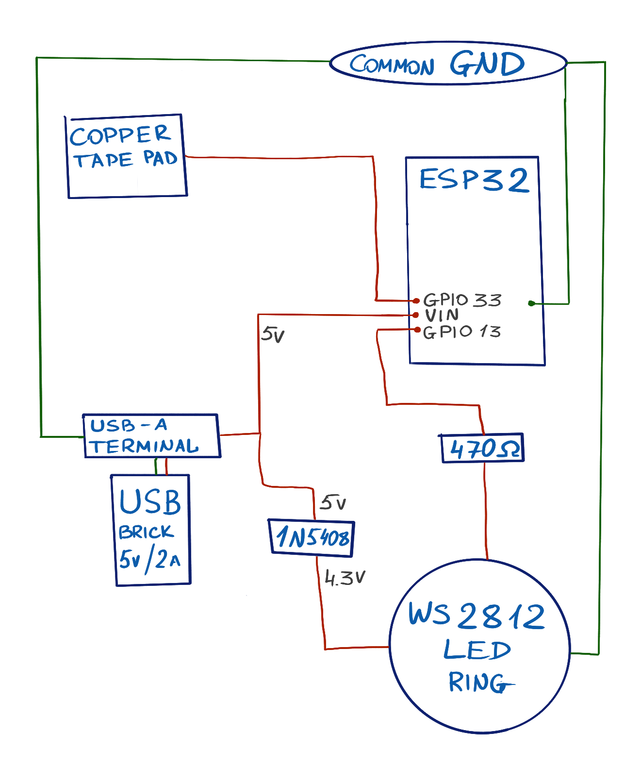 Hand-drawn wiring diagram