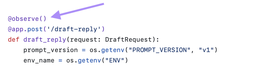 Adding the observe decorator