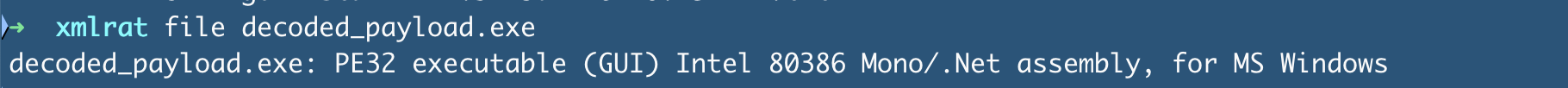The result is a proper PE32 executable
