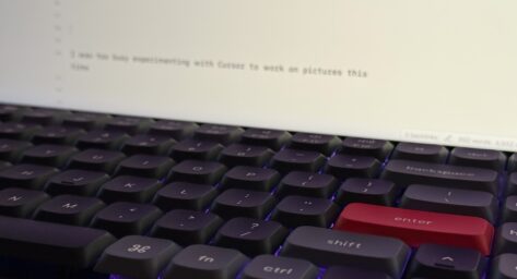 Blog draft and a keyboard in front